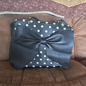 Betsey Johnson Black And White Polka Dot Bag
